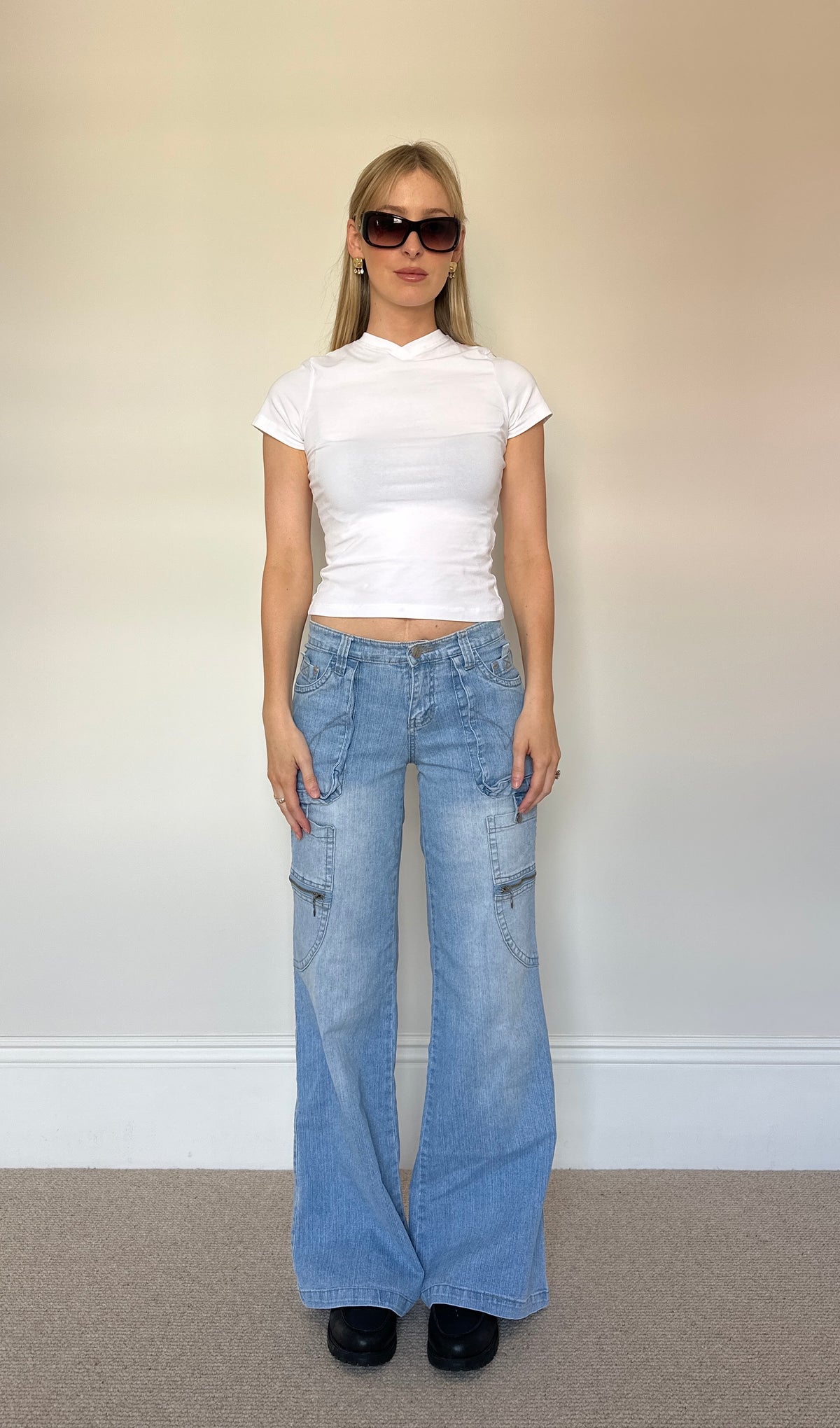 Vintage cargo light wash jeans