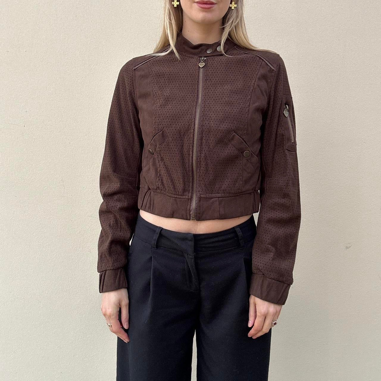 Vintage 00s brown biker jacket