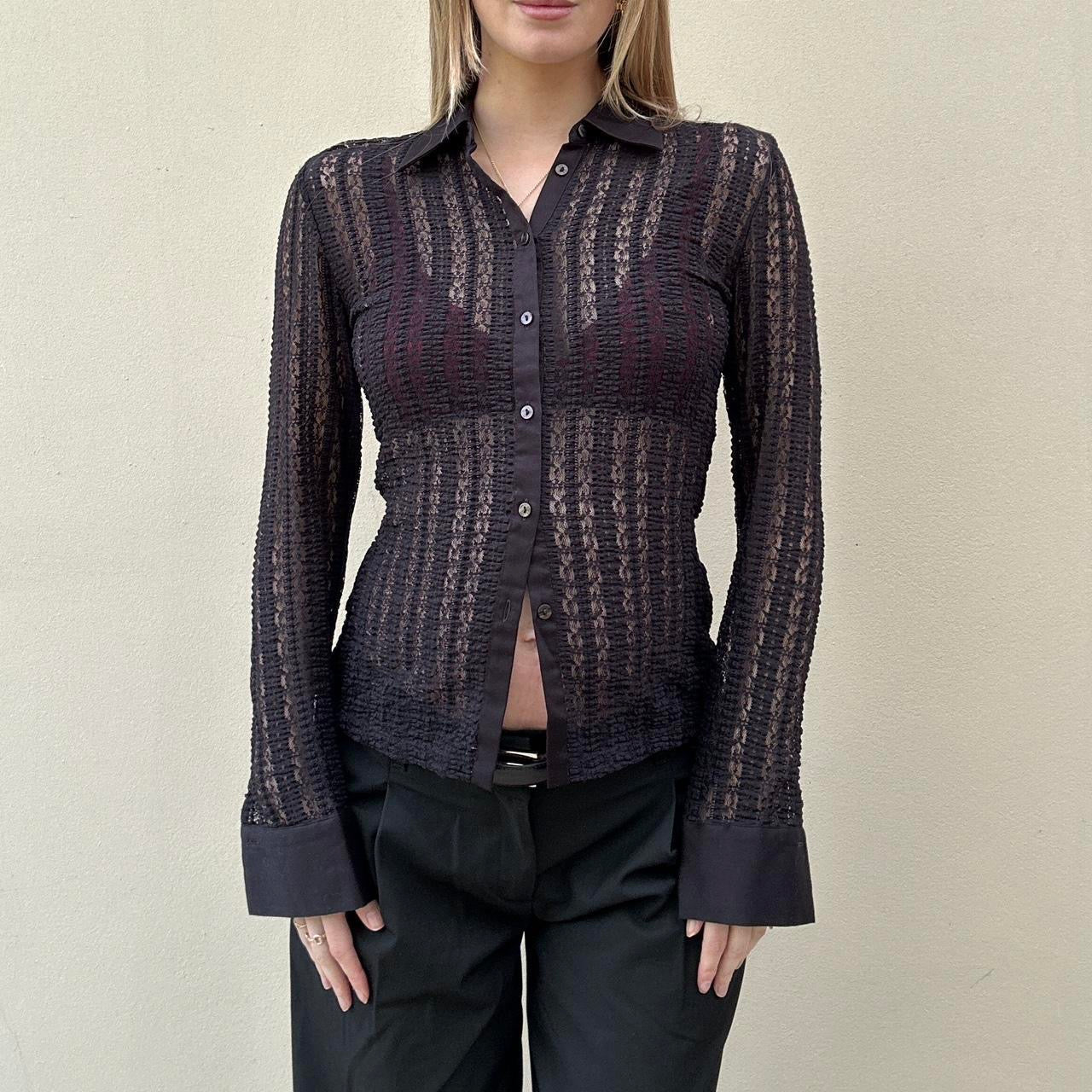 Vintage 00s sheer stretch blouse