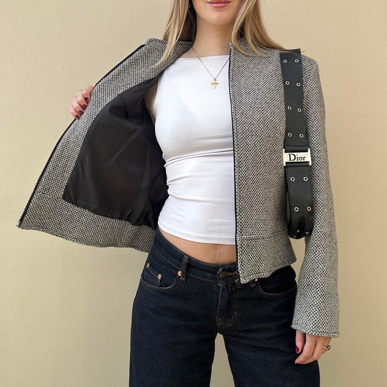 Vintage tweed zip jacket