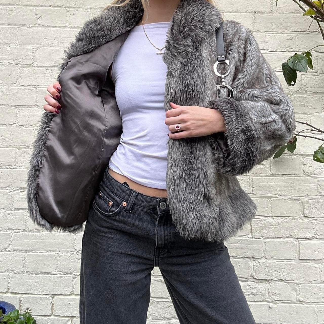 Vintage faux fur grey coat