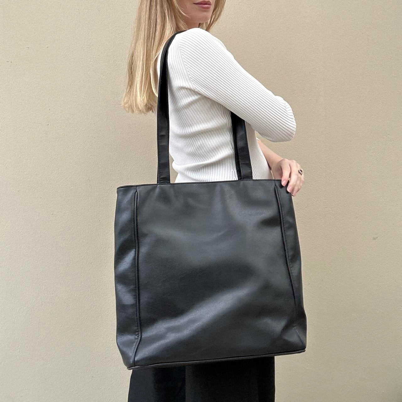 Vintage black large tote bag