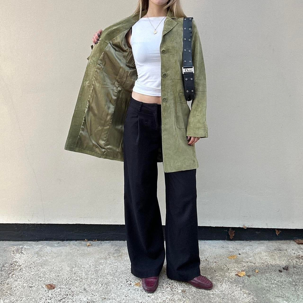 Sage green real suede blazer