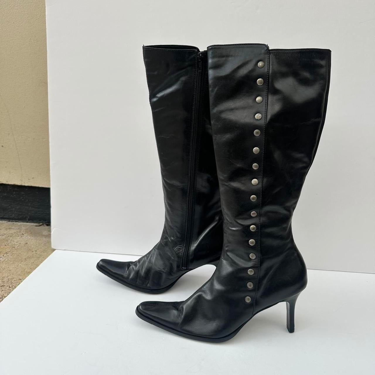 Vintage 00s black leather stud boots