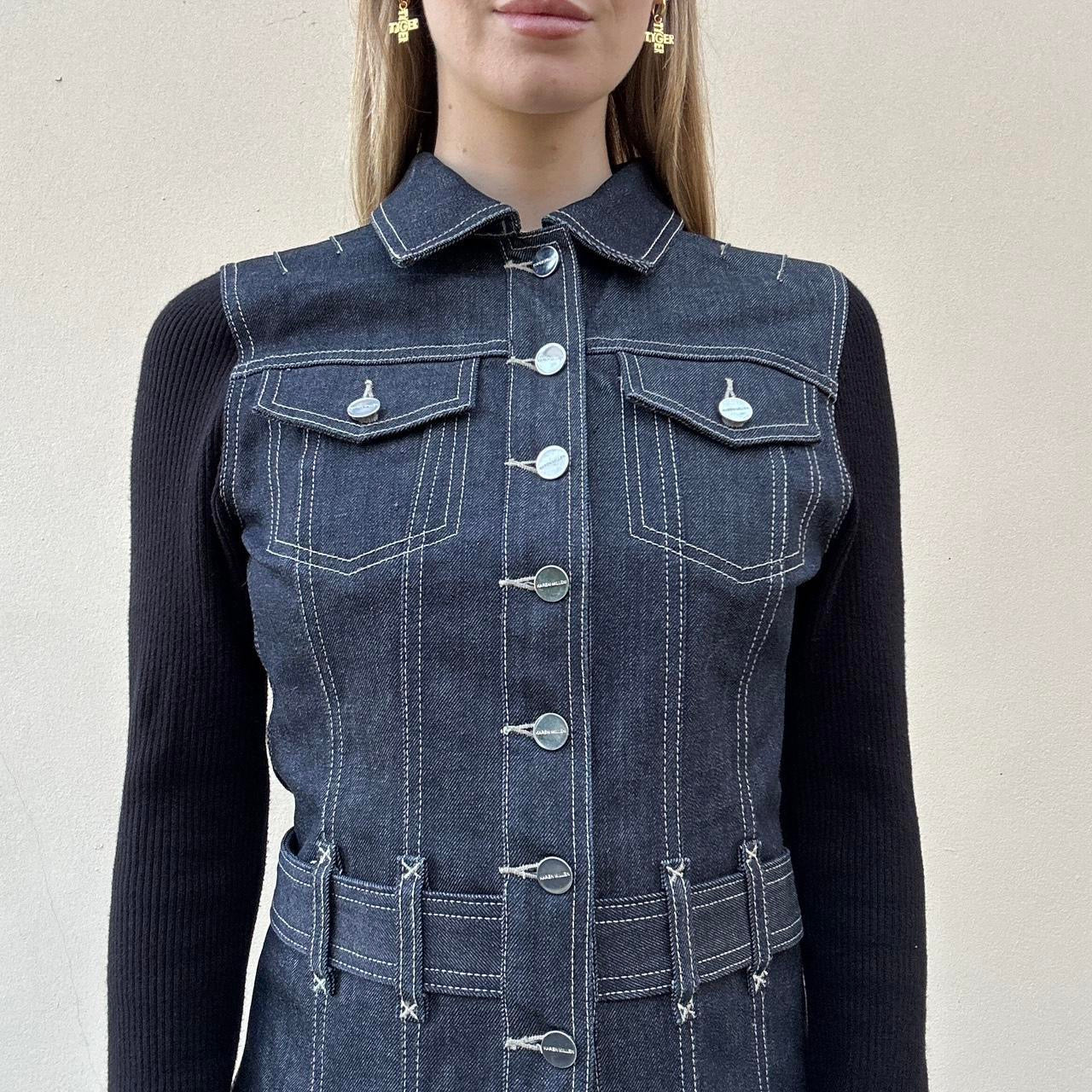 Vintage 00s denim & knit jumper jacket