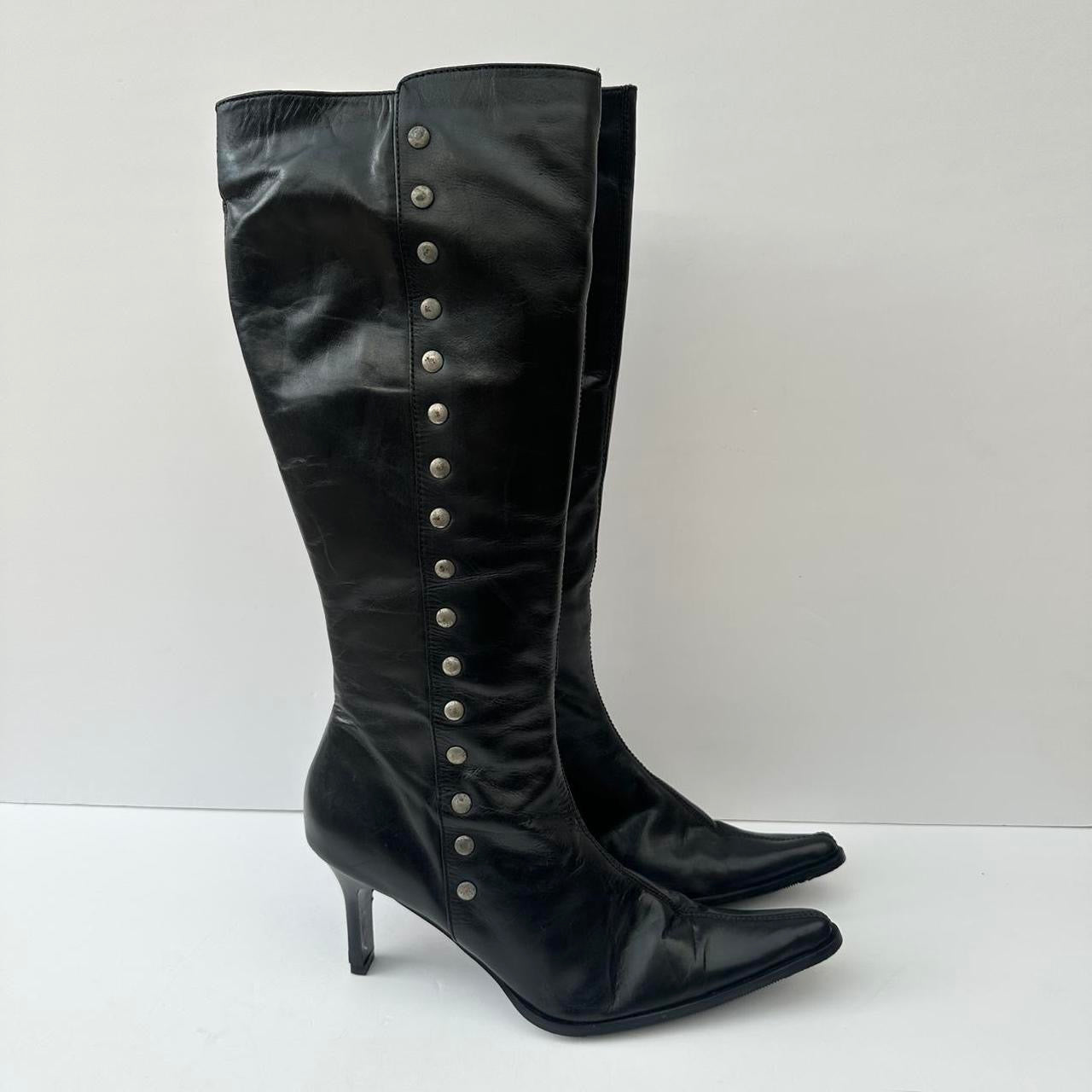 Vintage 00s black leather stud boots
