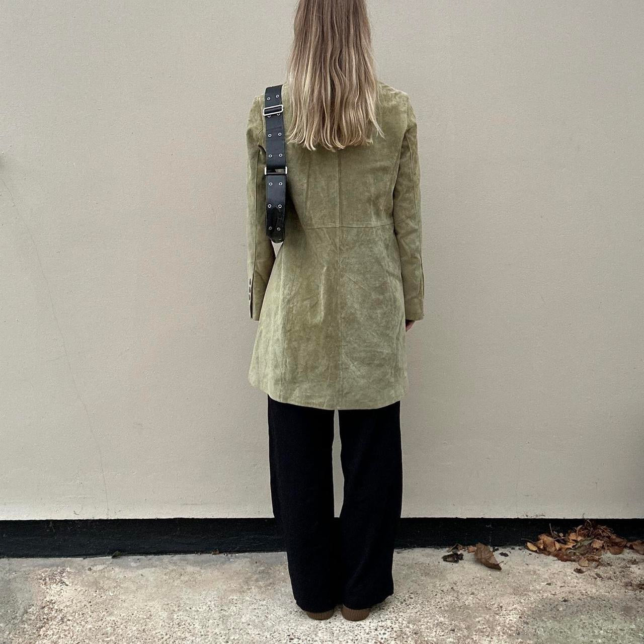 Vintage 00s sage green suede jacket