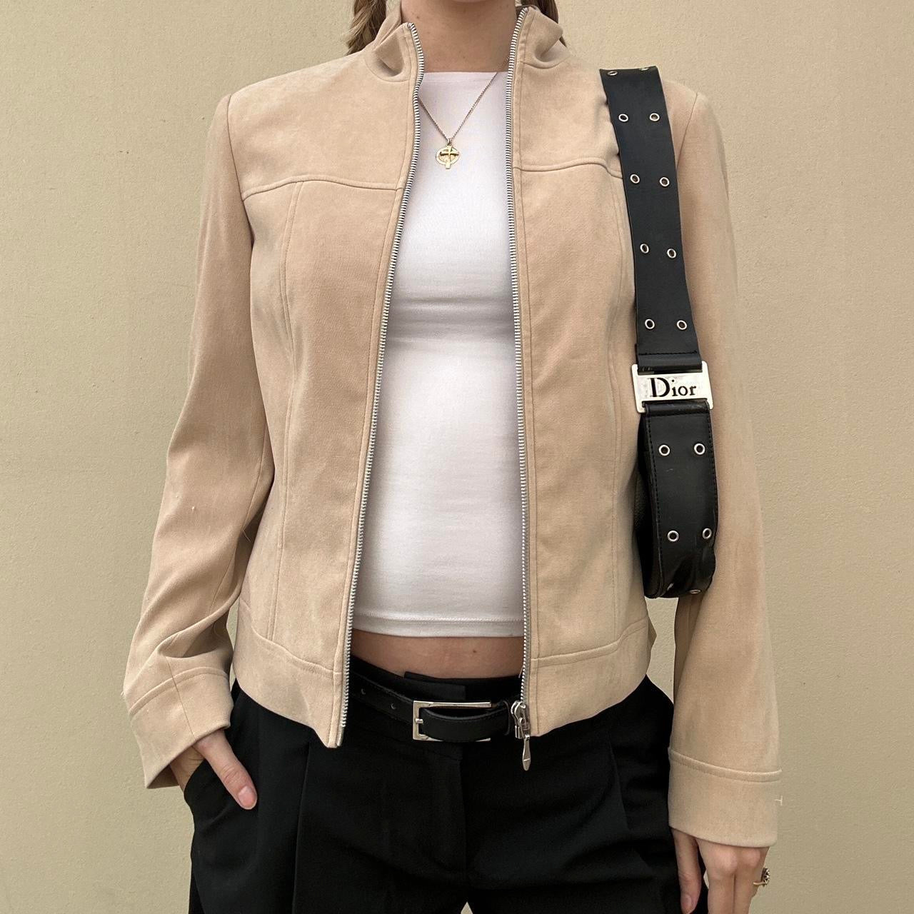 Vintage 00s camel faux suede jacket