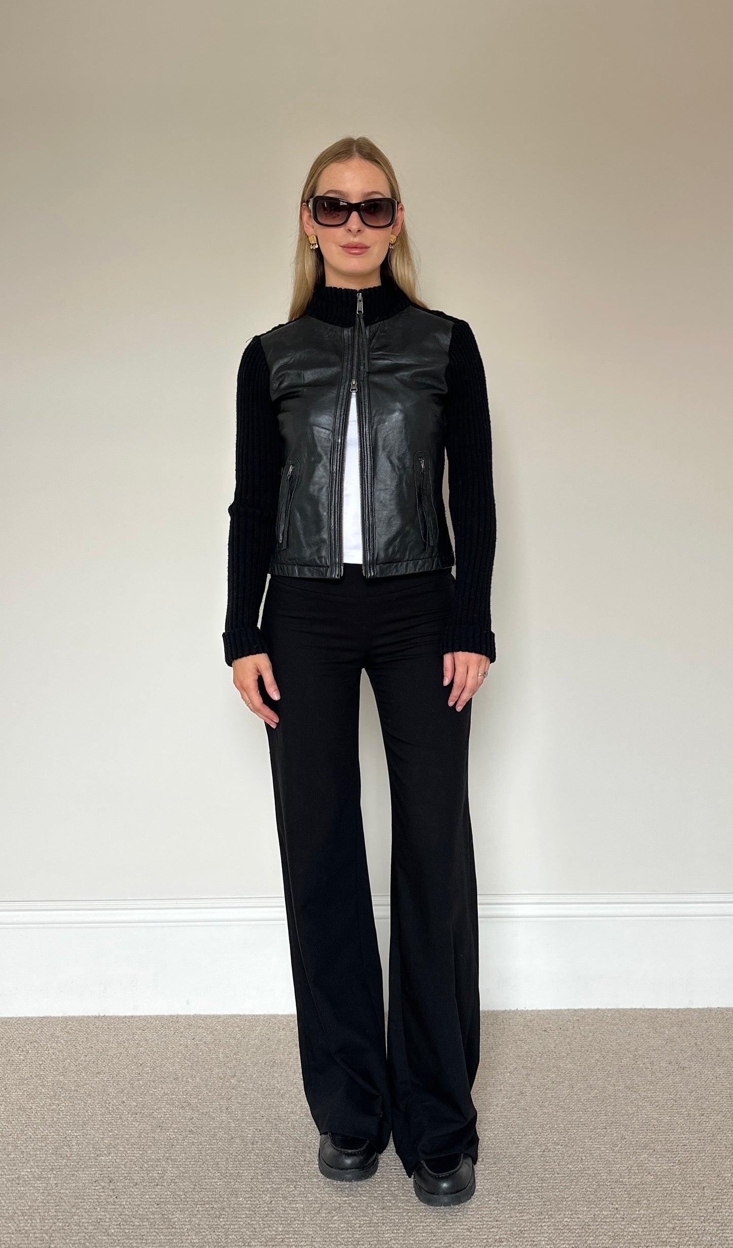 Vintage Leather & Knit Jumper Jacket