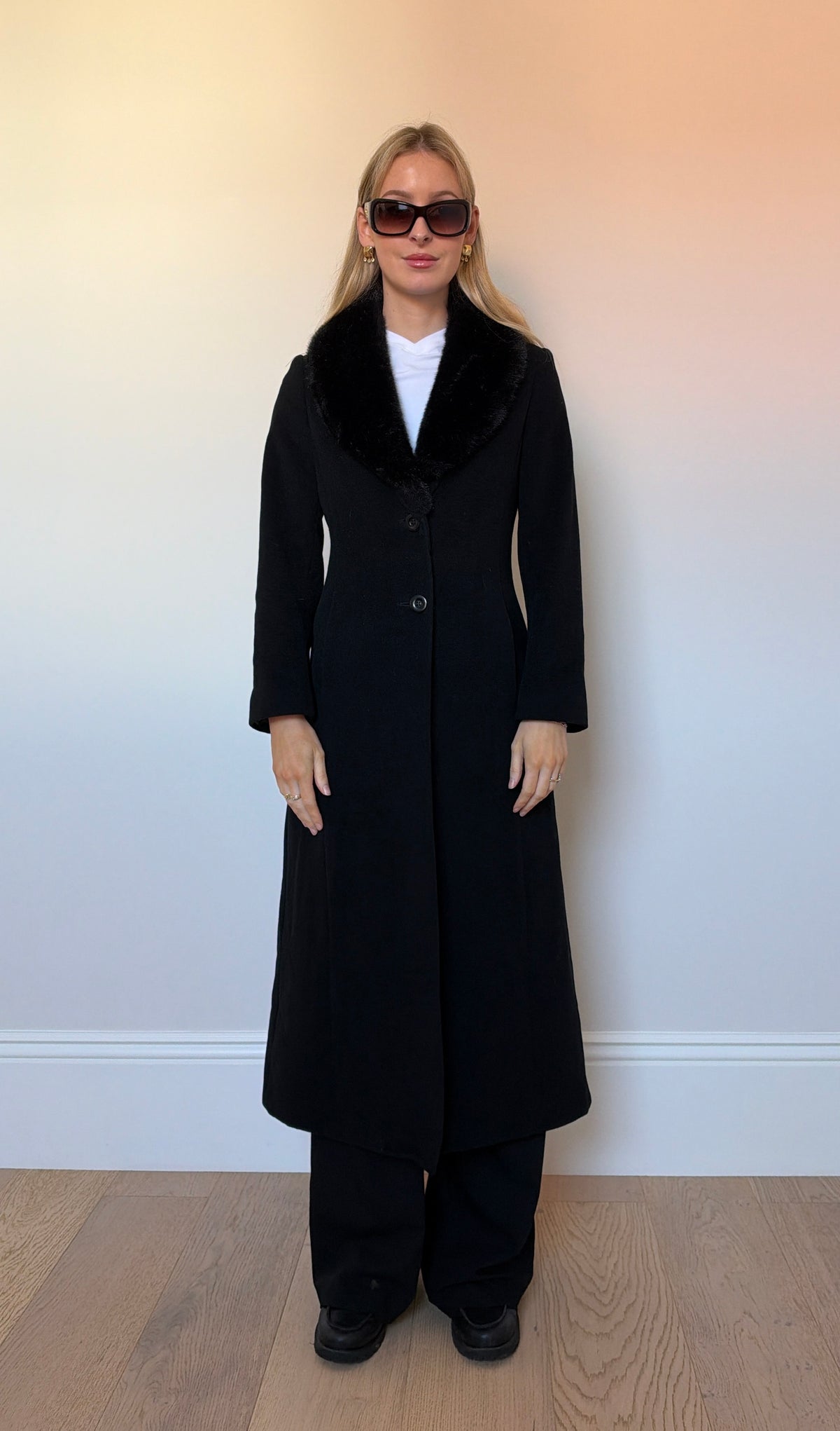 Vintage Wool & Cashmere fur collar jacket