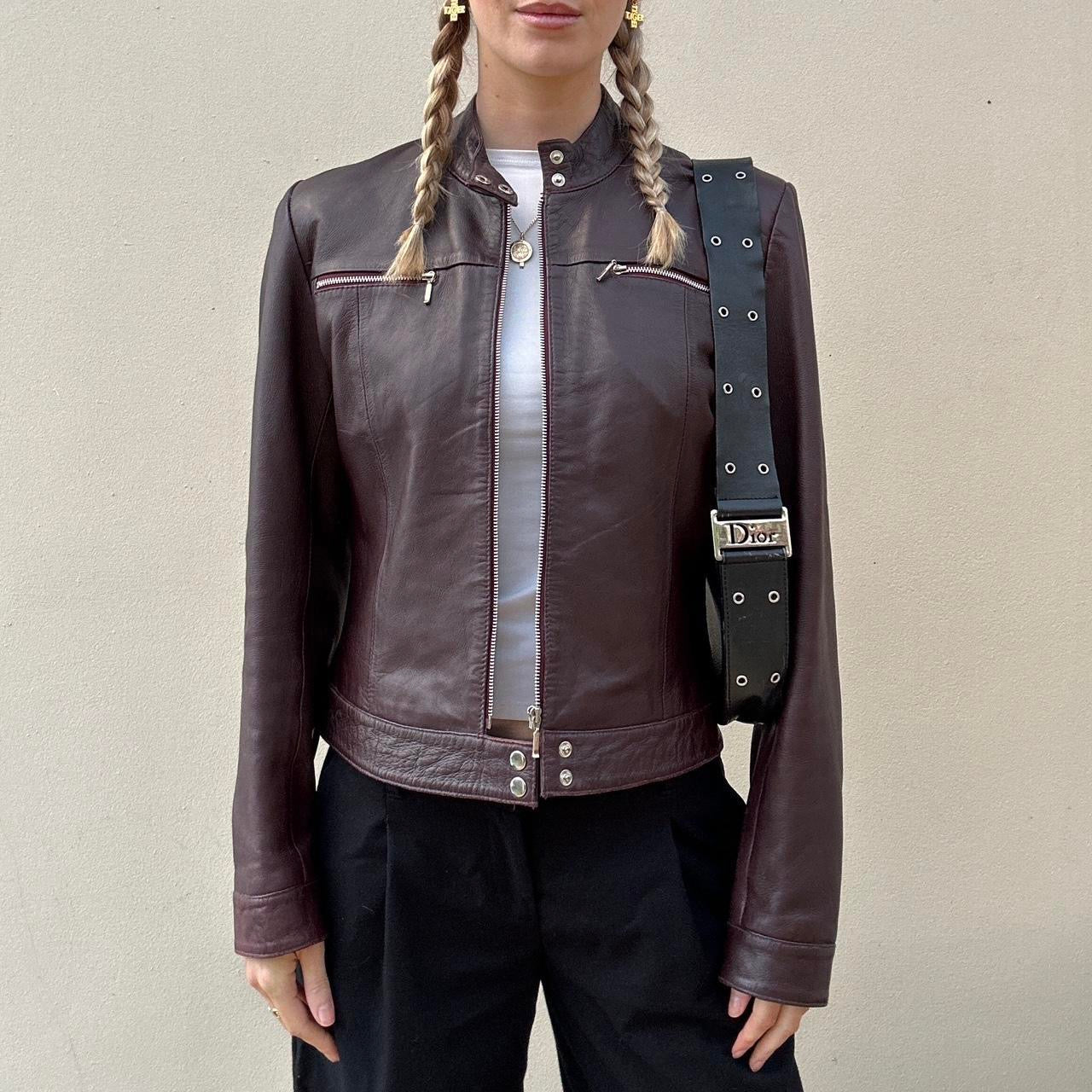 Vintage 00s burgundy leather jacket