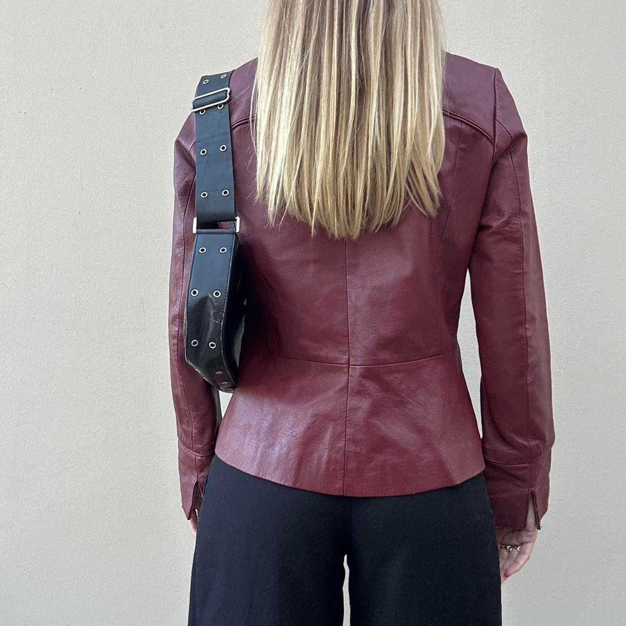 vintage burgundy leather jacket