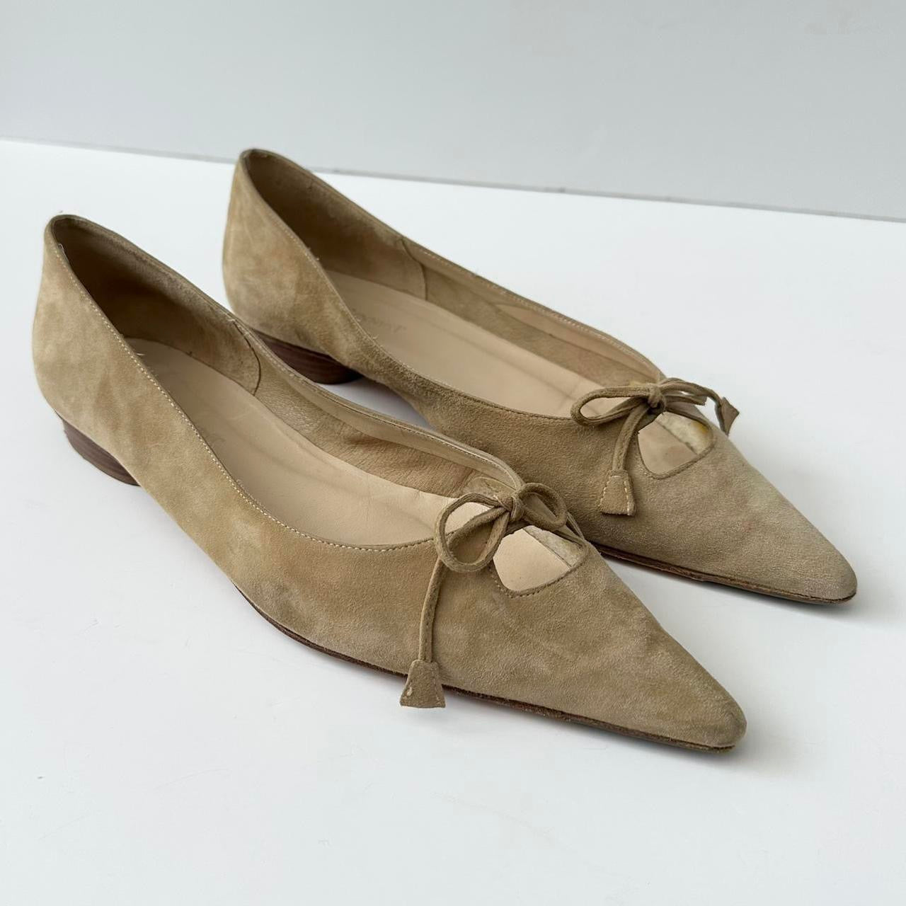 Vintage L.K.Bennett suede pointed ballet flats