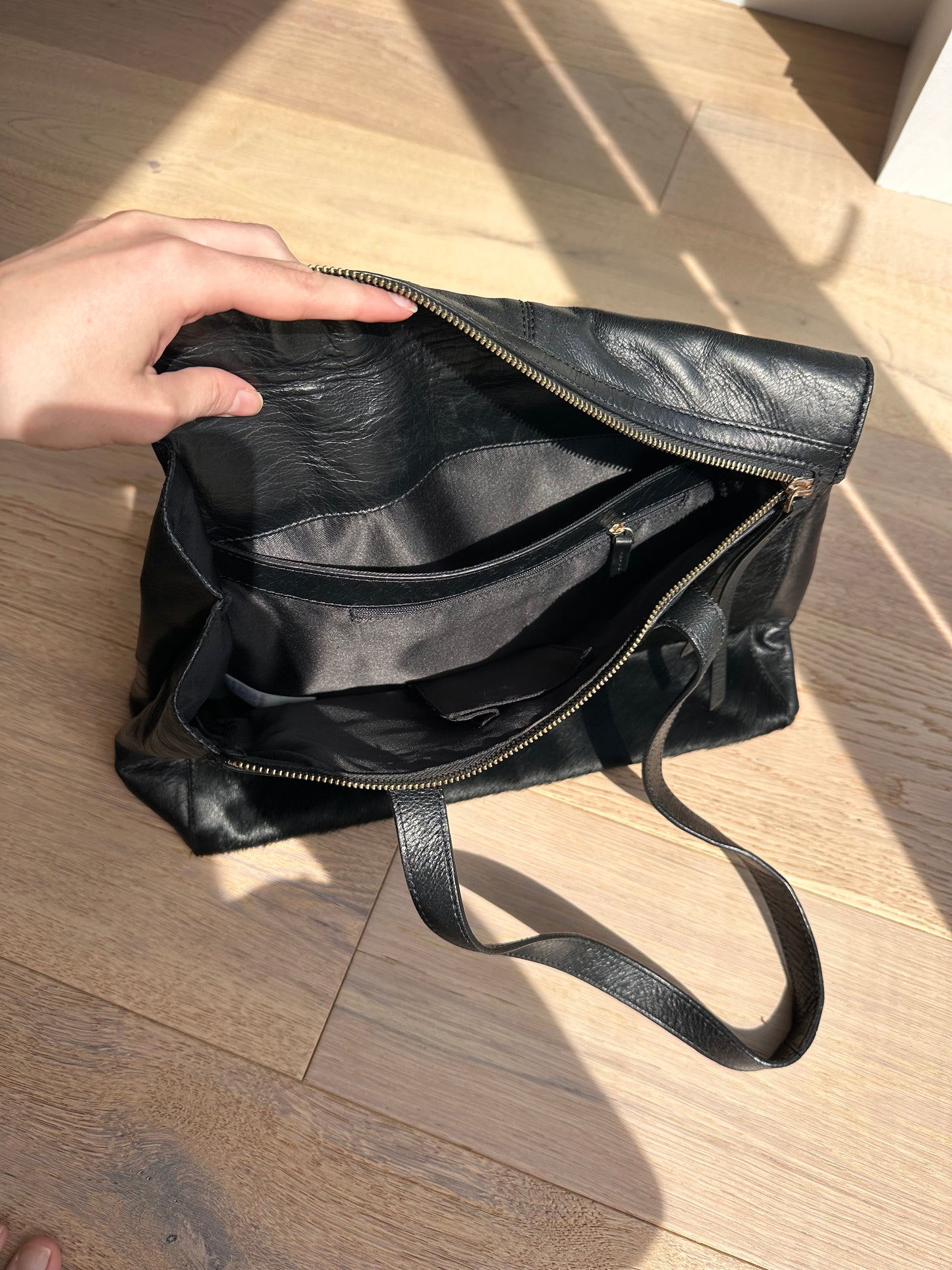 Vintage leather & pony skin bag