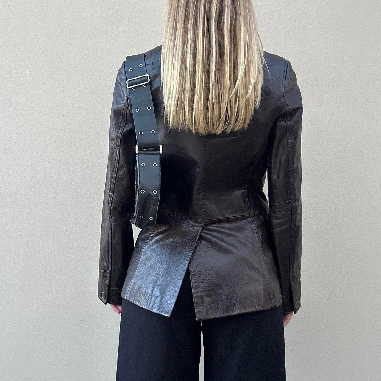 Vintage 90s brown leather blazer