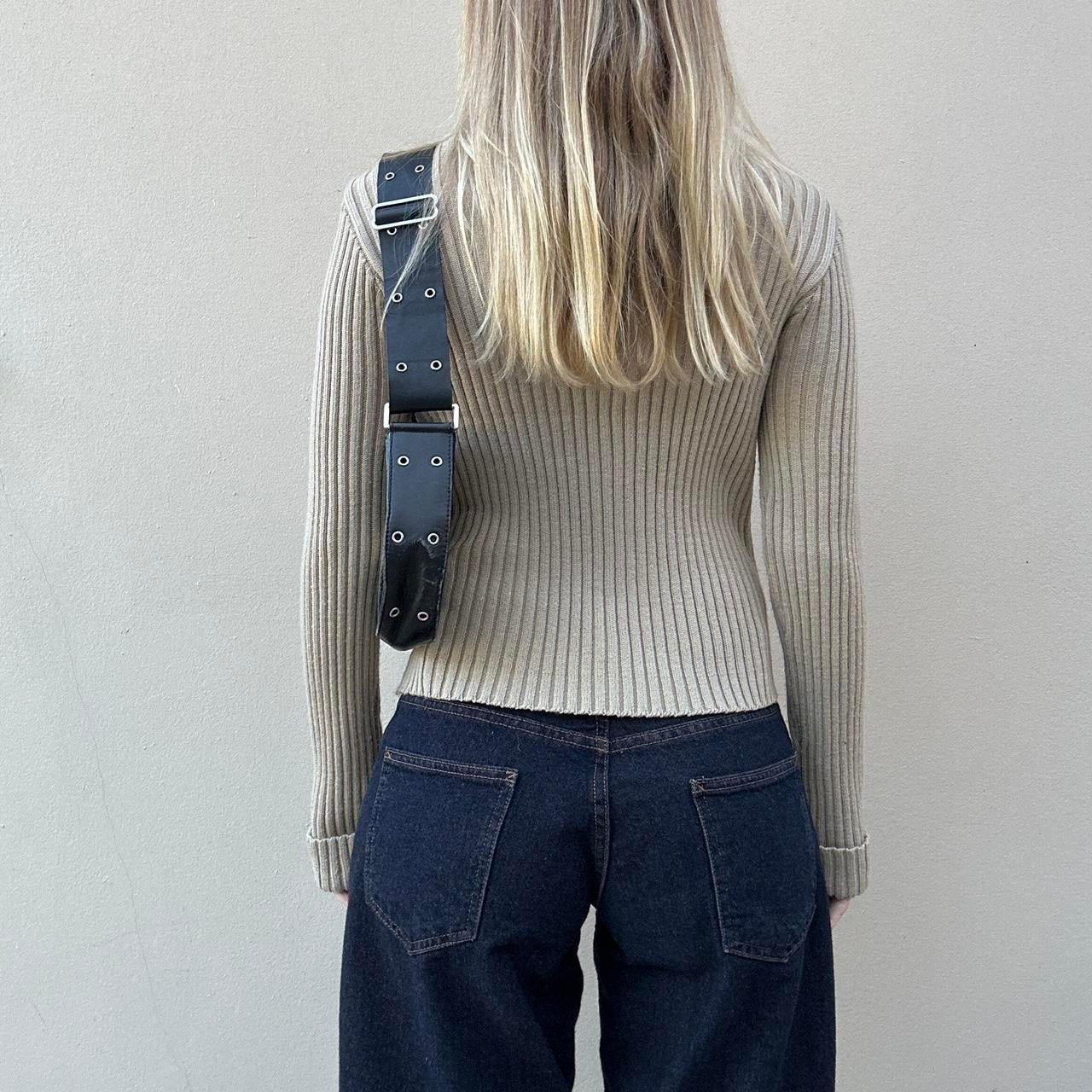 Vintage 00s suede & knit jumper jacket