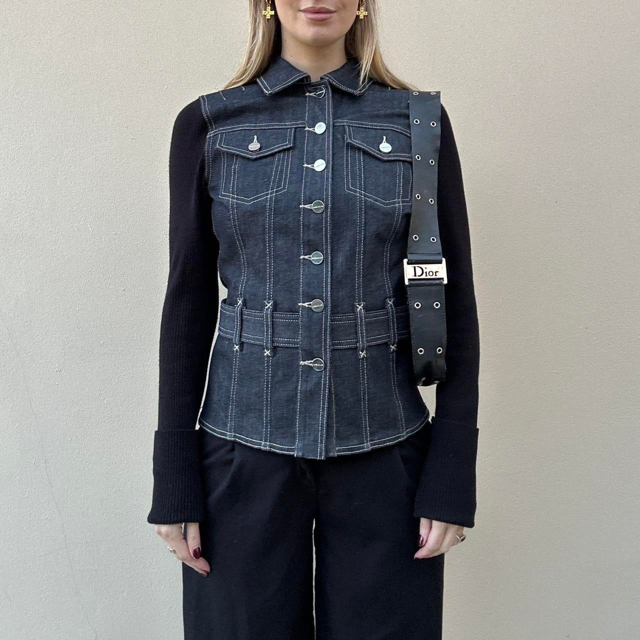 Vintage 00s denim & knit jumper jacket