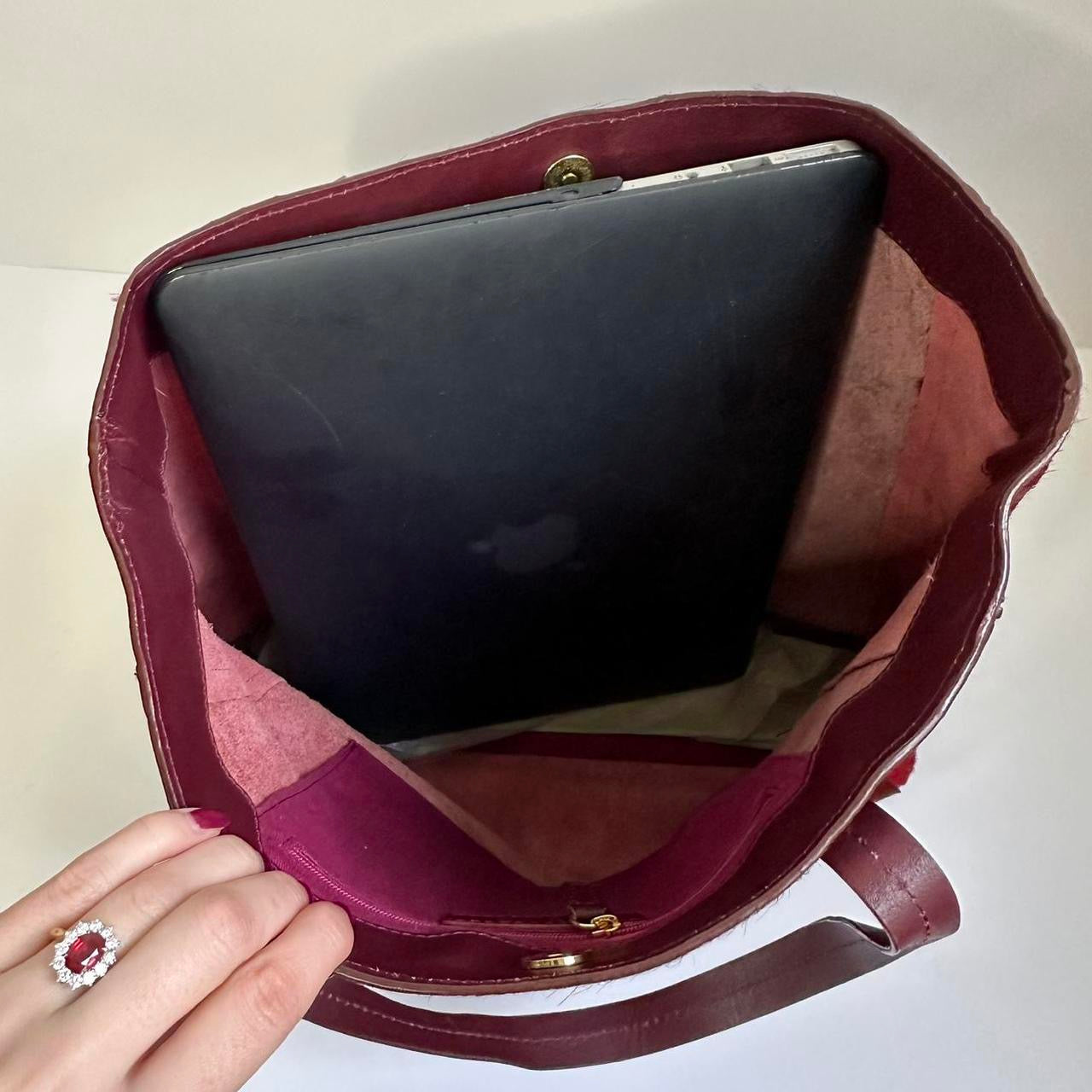 Vintage burgundy pony hair handbag