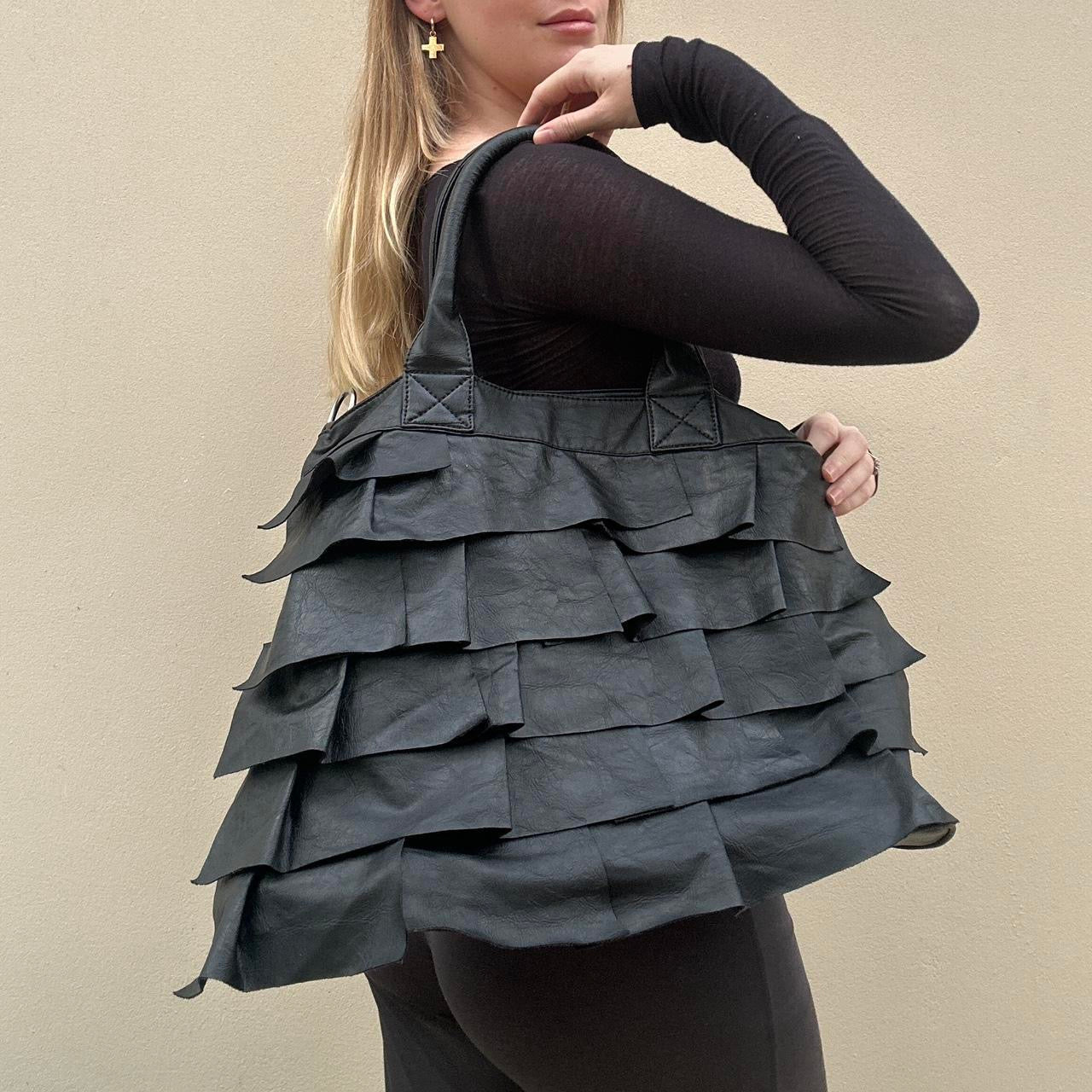 Vintage Black ruffle bag
