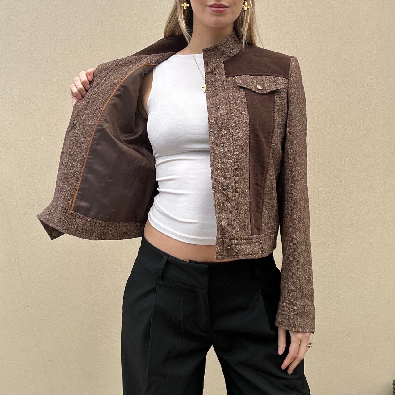 Vintage 90s tweed biker jacket