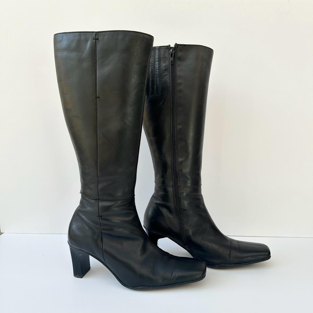 Black leather boots