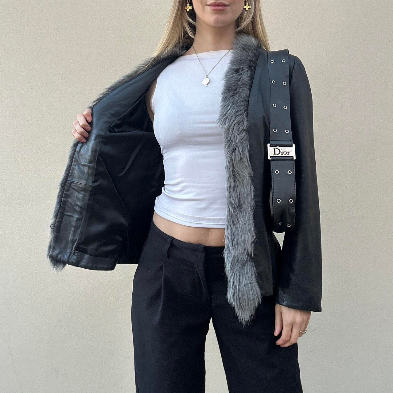 Vintage 90s leather & fur jacket