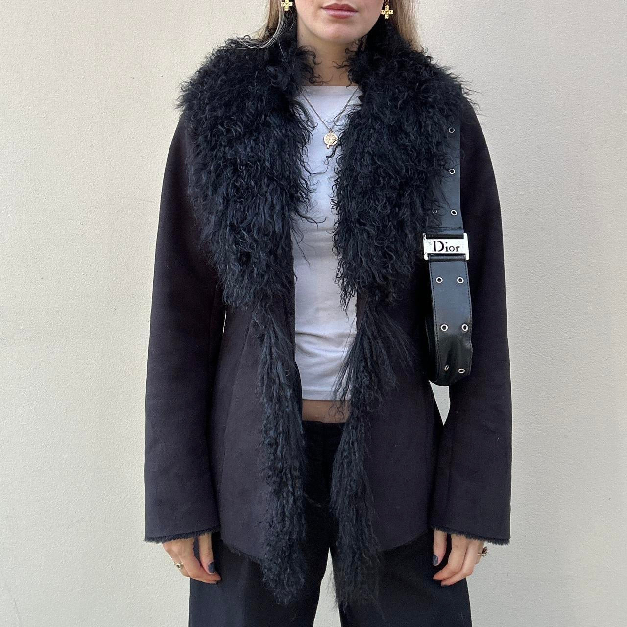 Vintage 00s Mongolian fur afghan coat