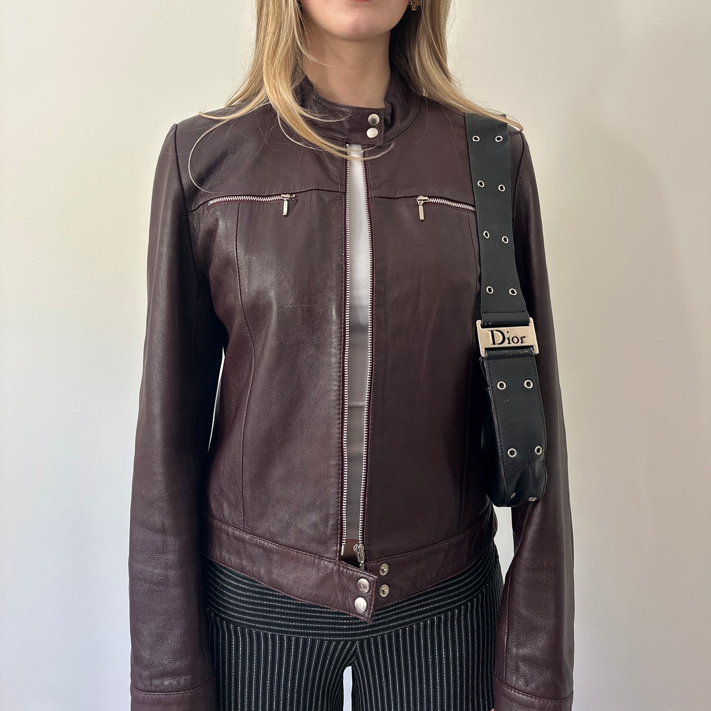 Vintage burgundy leather jacket