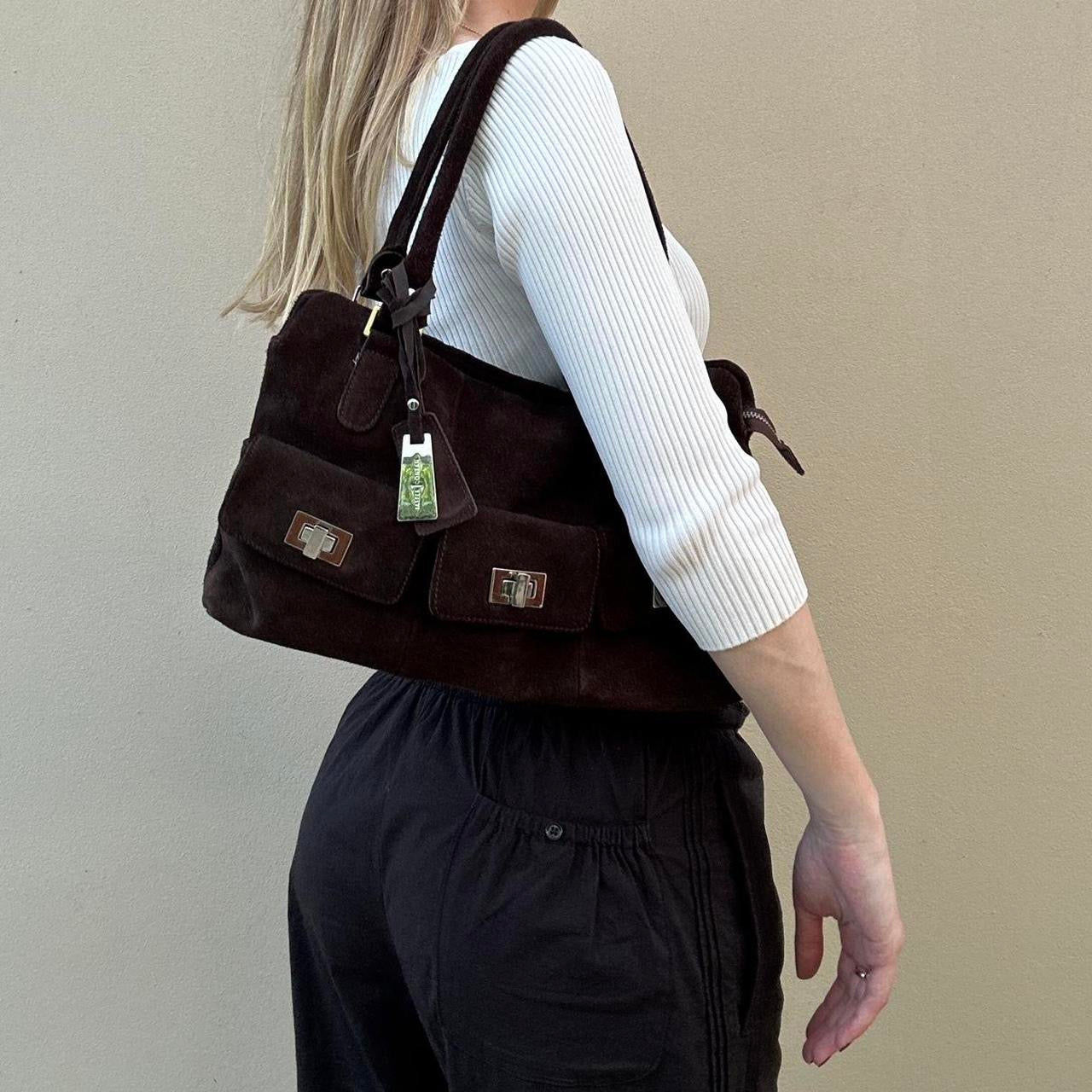 00s Brown suede shoulder bag