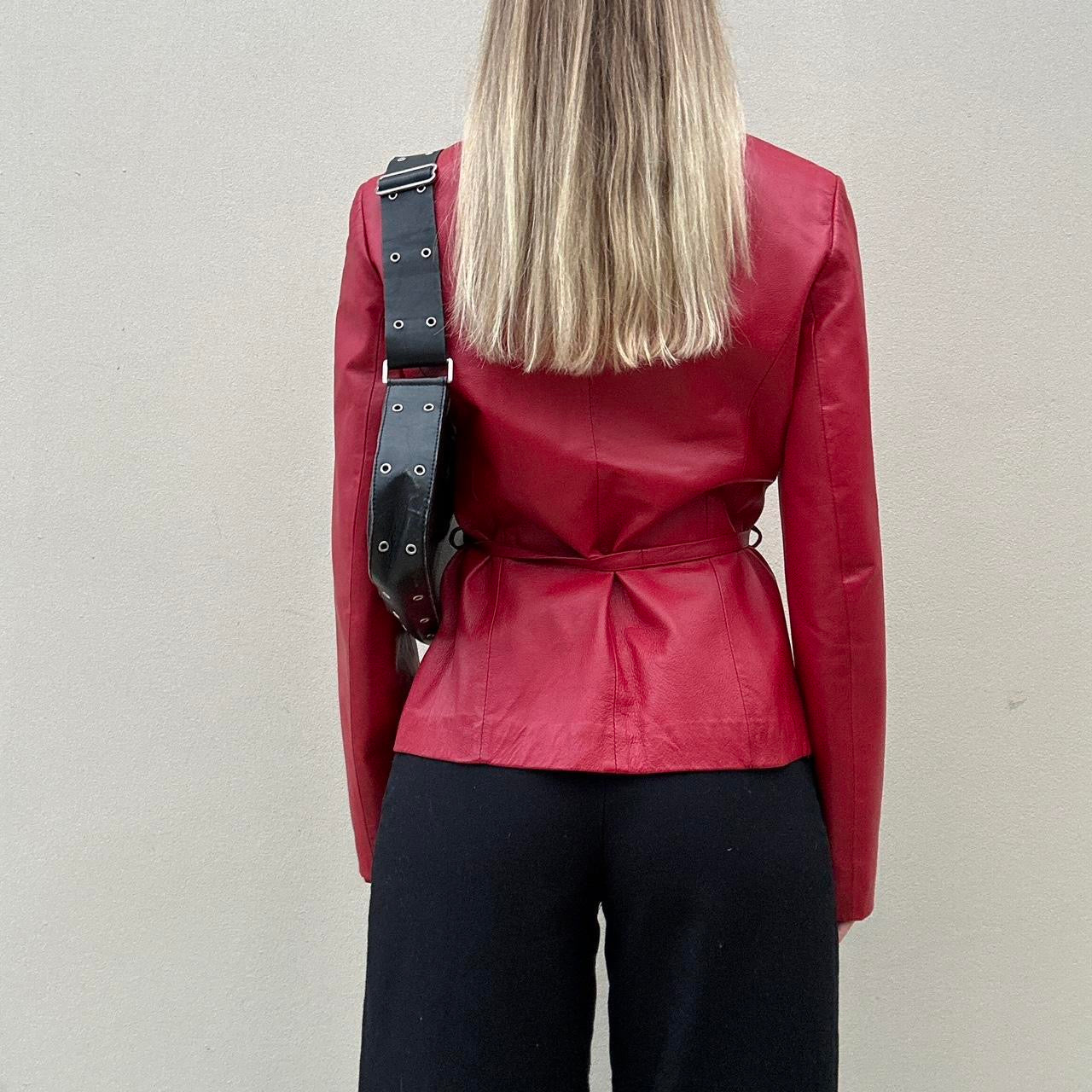 Vintage 00s red leather jacket