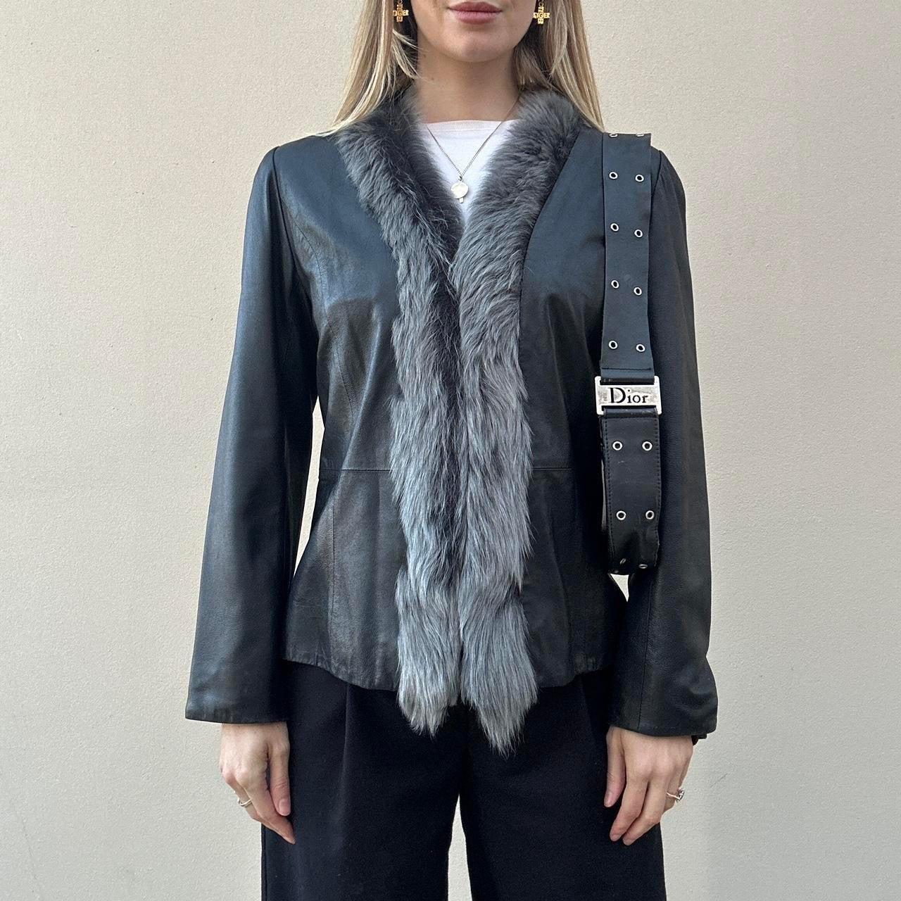 Vintage 90s leather & fur jacket