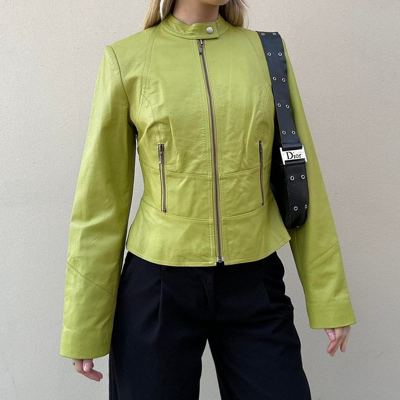 Vintage 00s pistachio leather jacket