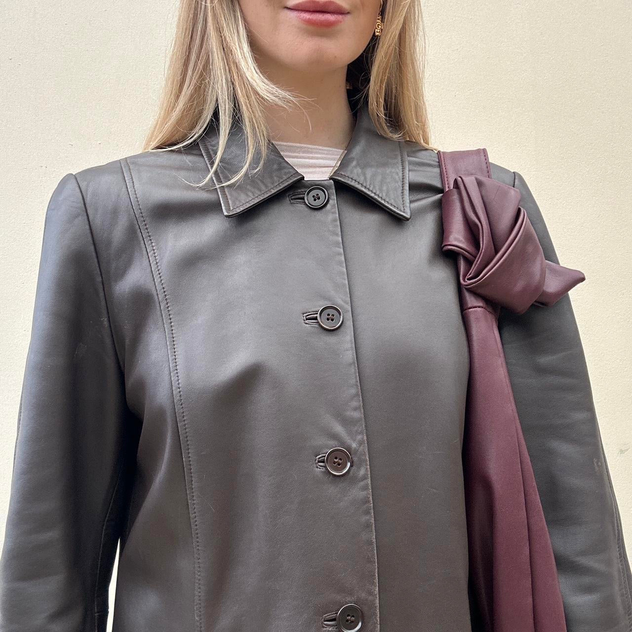 Vintage 00s dark brown leather jacket