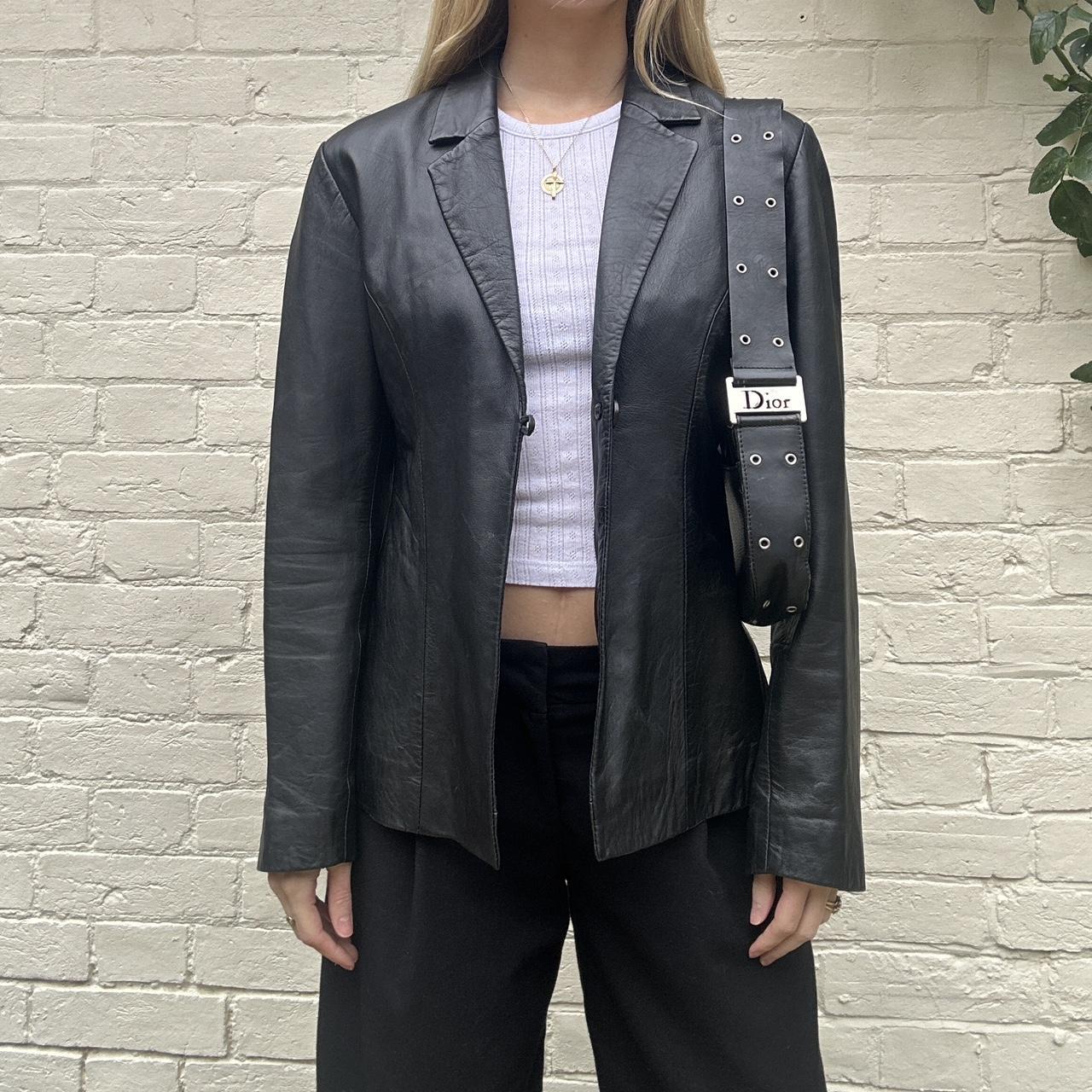 Vintage 00s black leather blazer