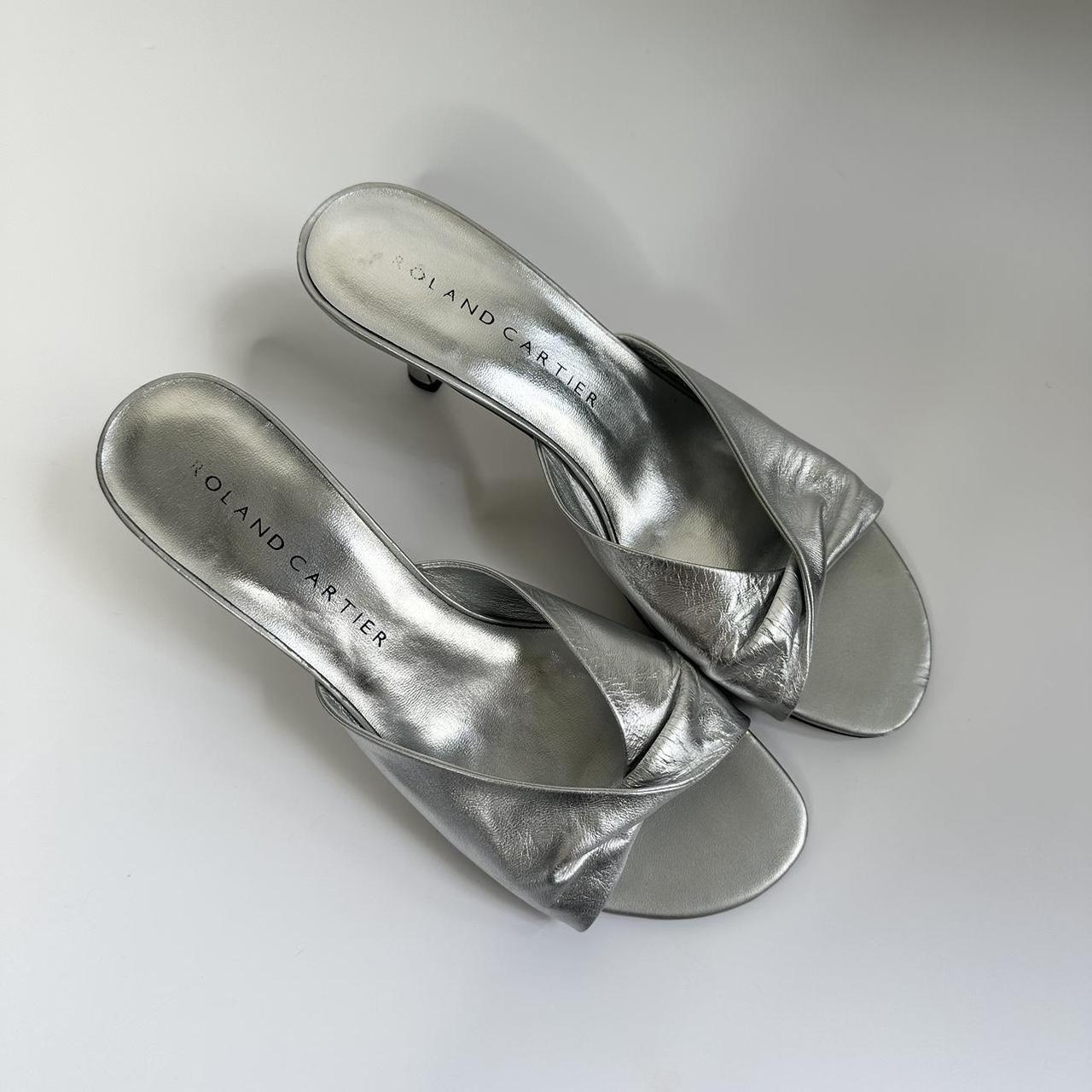 Vintage silver mule kitten heels
