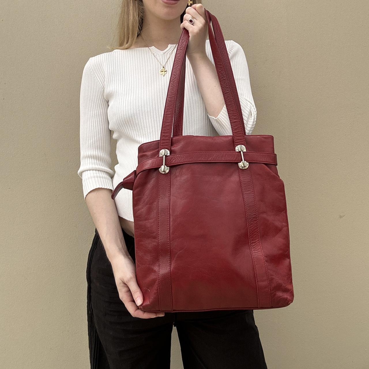 Burgundy leather tote bag