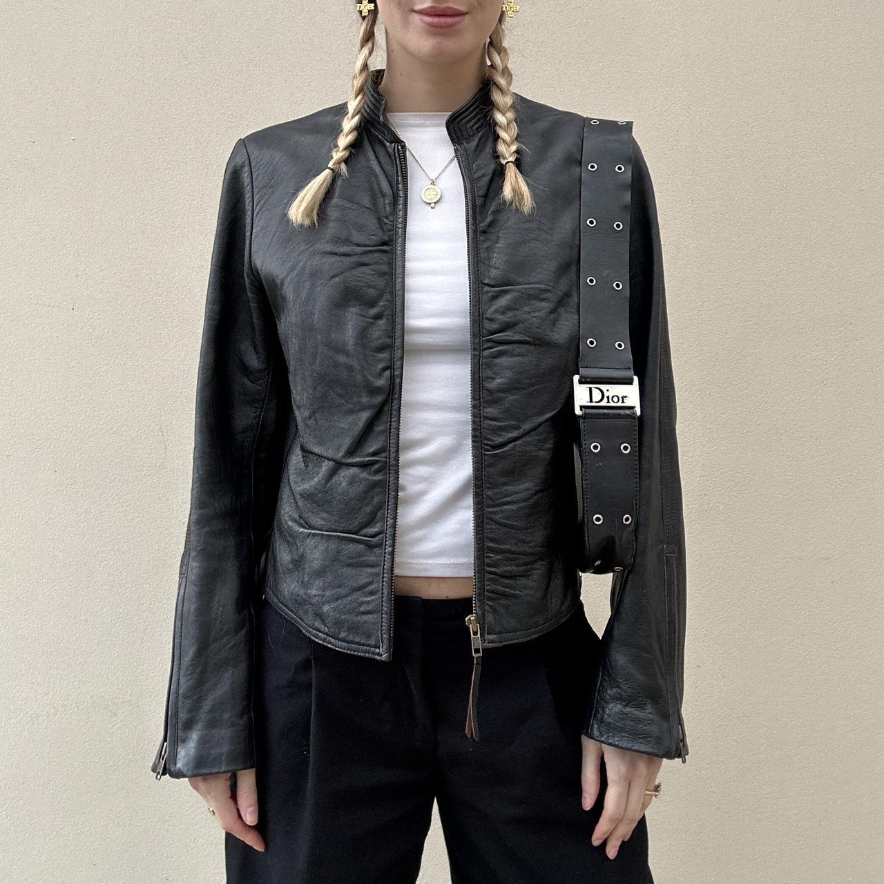 Vintage 00s leather rutched jacket