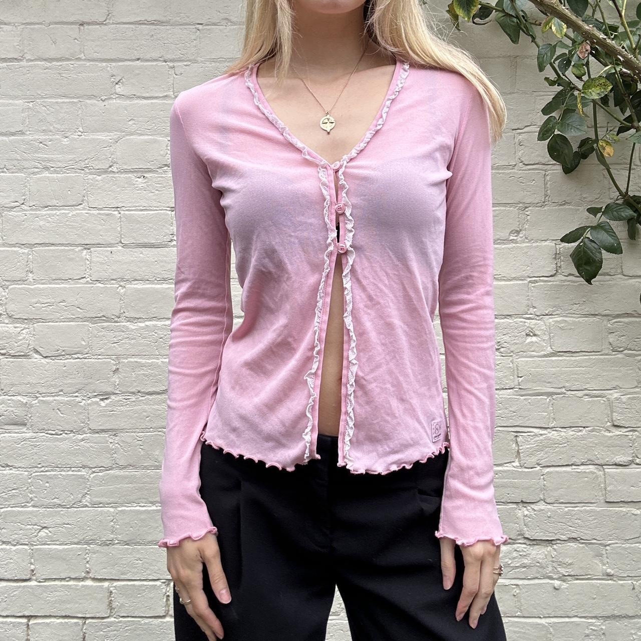 Vintage Morgan de toi mesh pink cardigan top