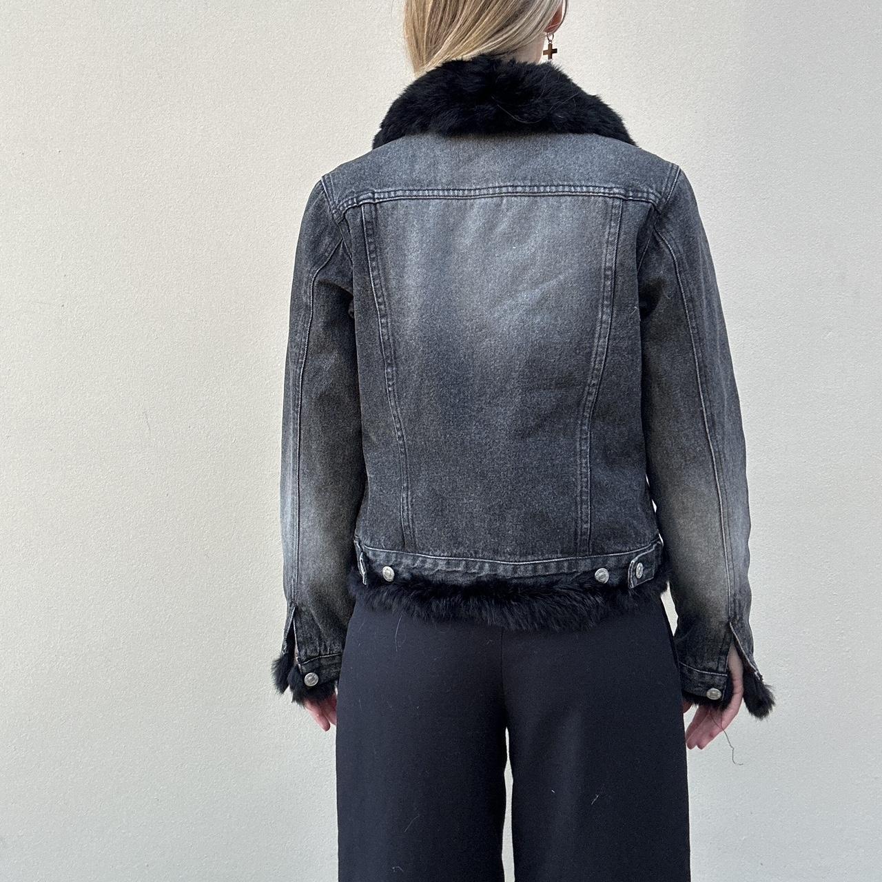 Vintage 00s denim & rabbit fur jacket