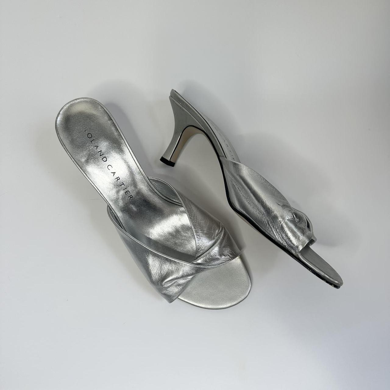 Vintage silver mule kitten heels