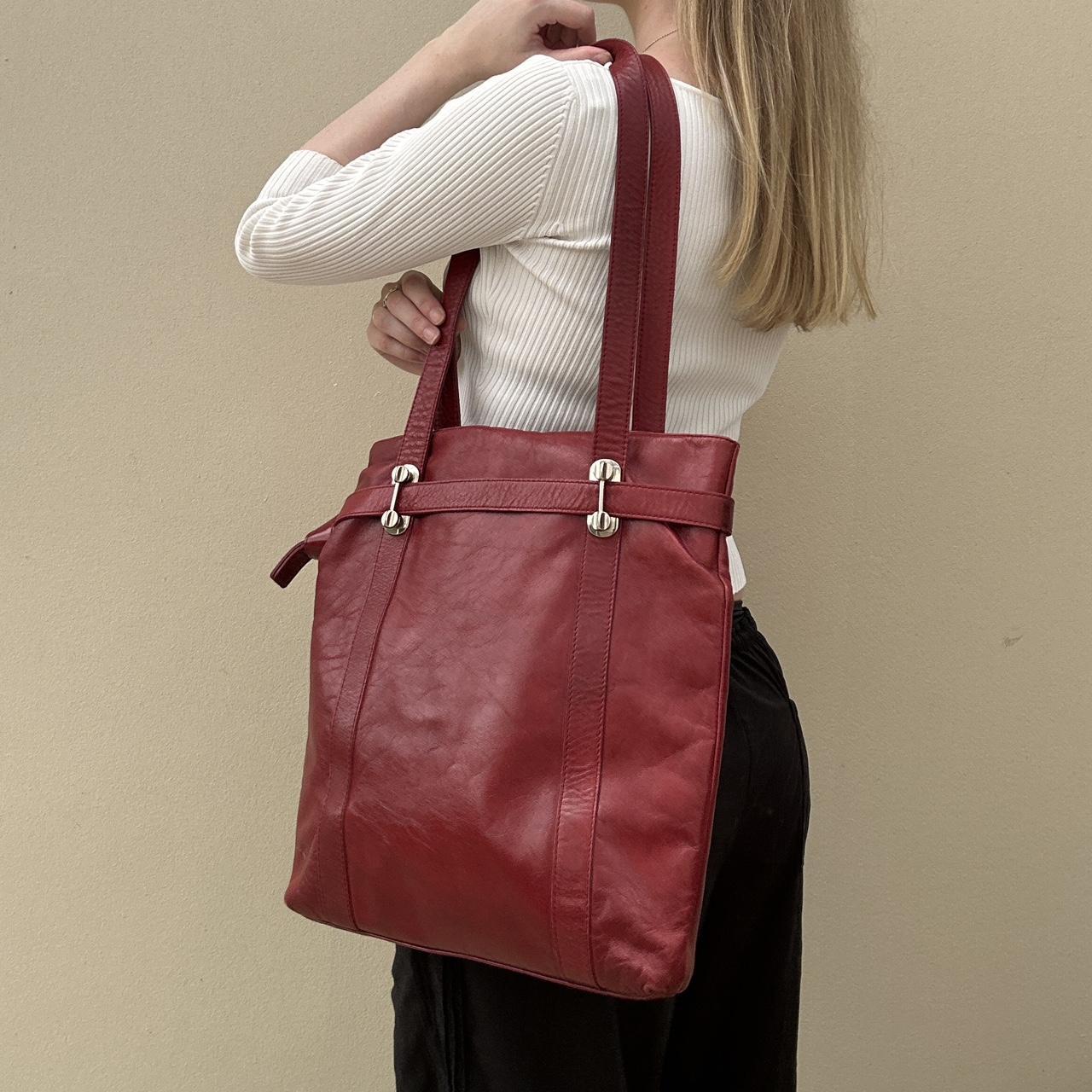 Burgundy leather tote bag