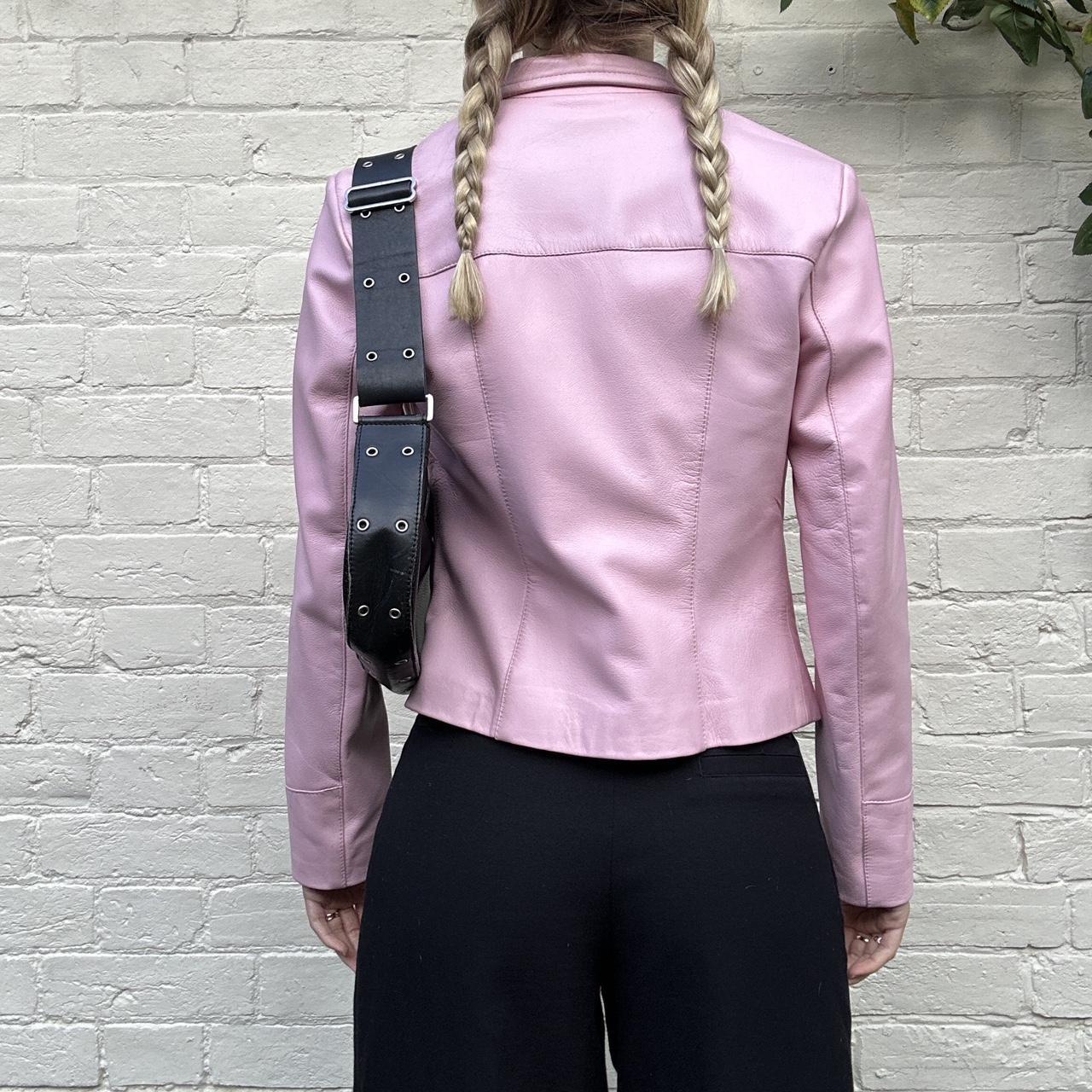 Vintage 00s baby pink leather jacket