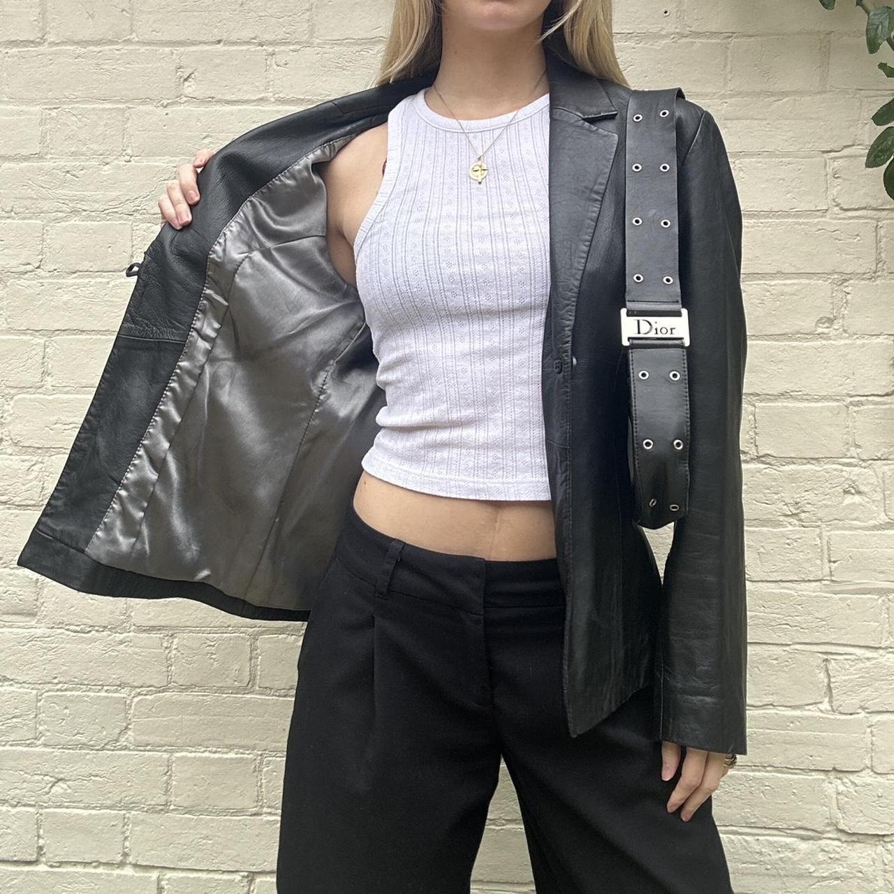 Vintage 00s black leather blazer