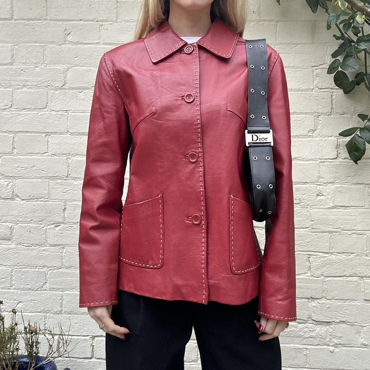 Vintage 00s red/burgundy leather jacket