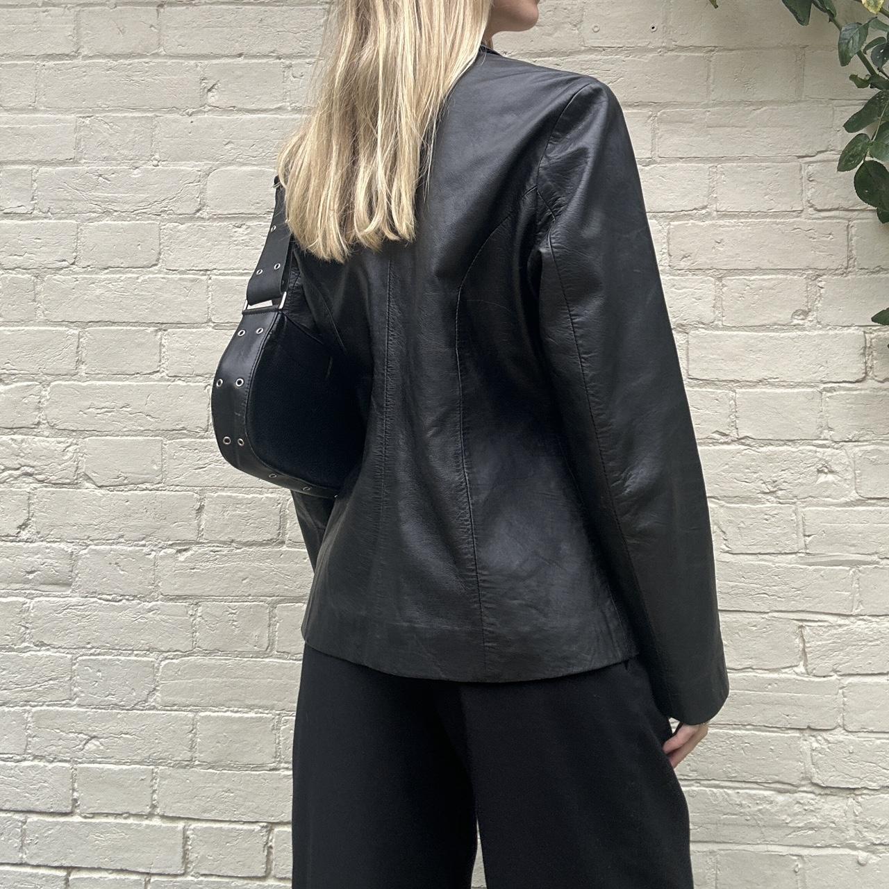 Vintage 00s black leather blazer