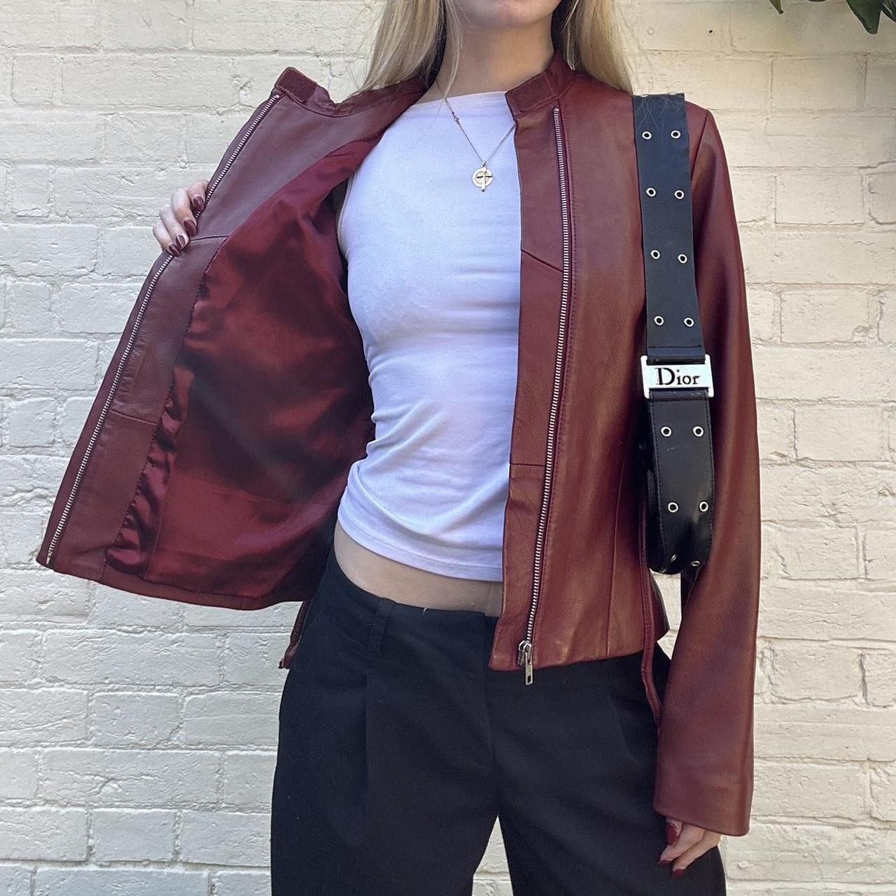 Vintage 00s burgundy leather jacket