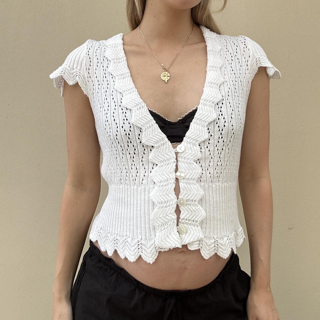 Vintage 00s white crochet top