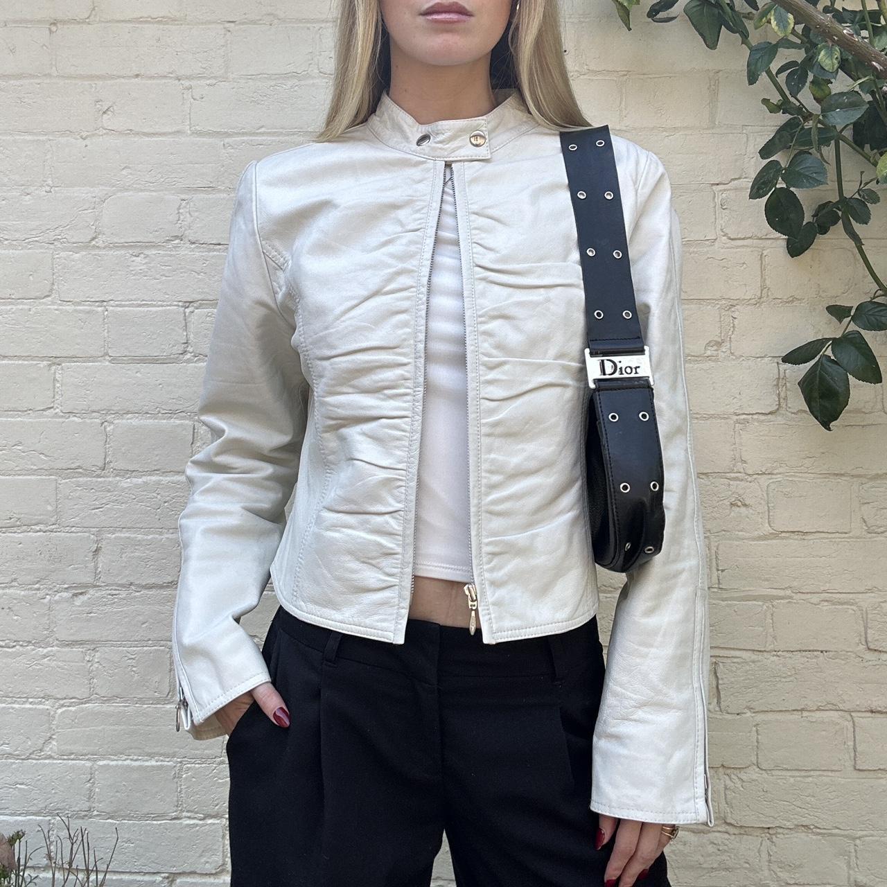 Vintage 00s white leather jacket