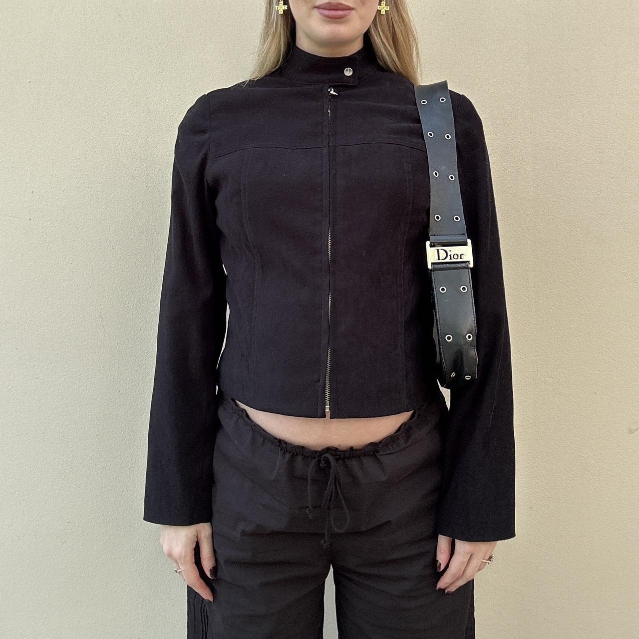 Vintage 00s faux suede biker jacket