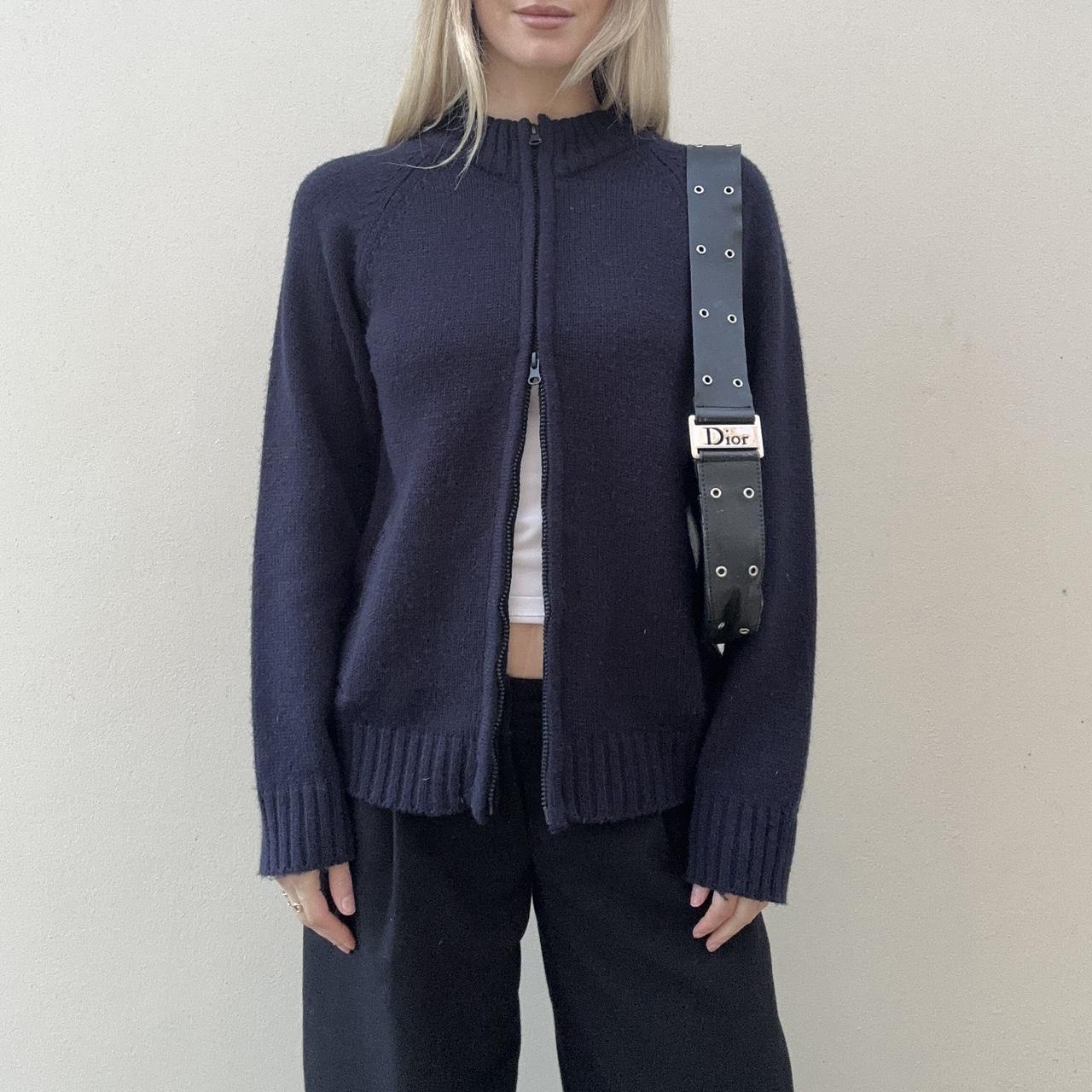 Vintage navy dual zip jumper